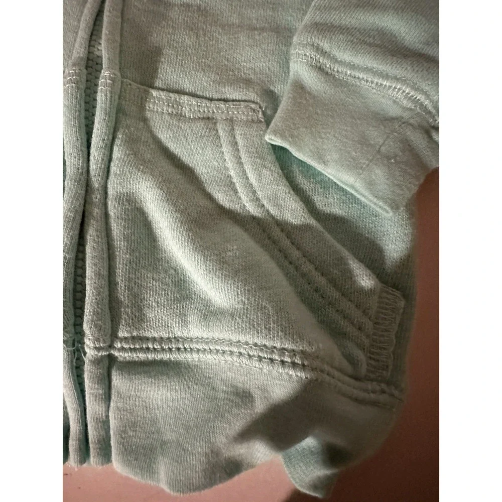 Carter's Hoodie - Size 3 Months - Green Zip Up W/Pockets Palm Tree Hit EC